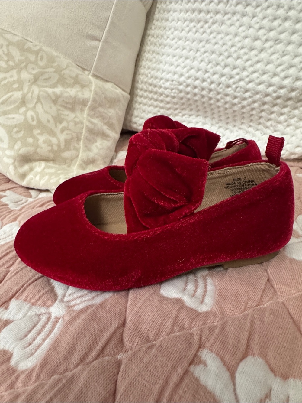 Gap Baby Girls' Velvet Bow Ballet Flats - Size 7
